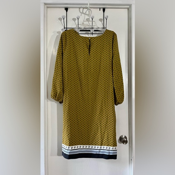Ann Taylor Factory Mustard Polka Dot Long Sleeve Dress - Picture 5 of 9
